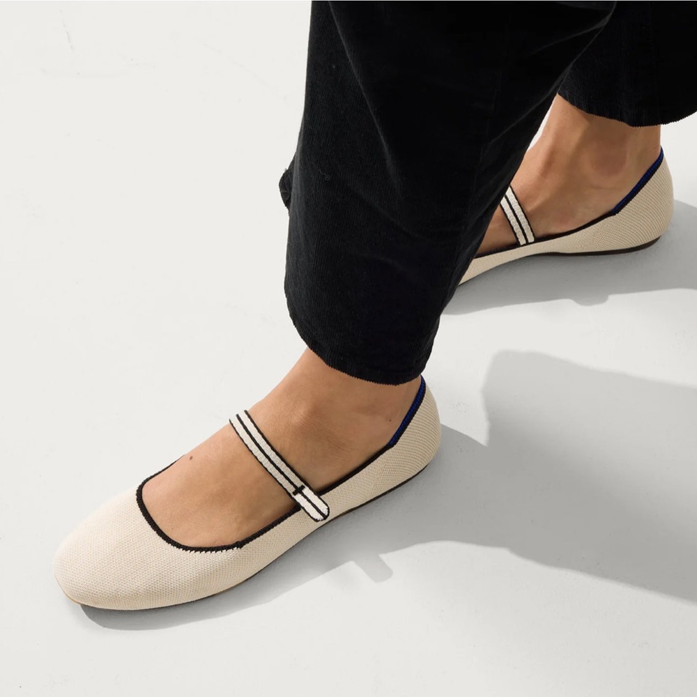 Rothy's Cream and Black Flats